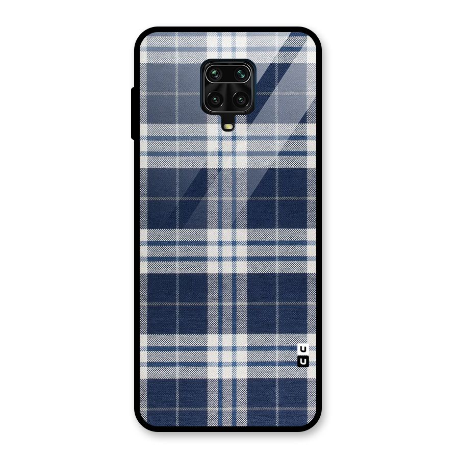 Blue White Check Glass Back Case for Redmi Note 9 Pro