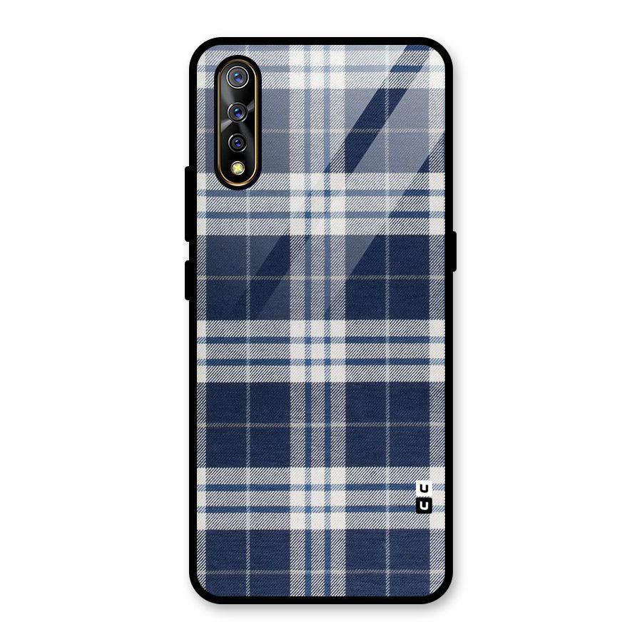 Blue White Check Glass Back Case for Vivo S1