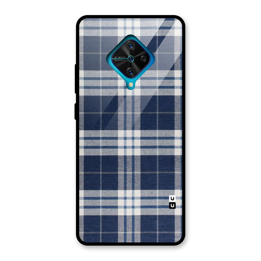 Blue White Check Glass Back Case for Vivo S1 Pro