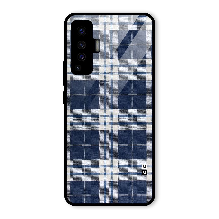 Blue White Check Glass Back Case for Vivo X50