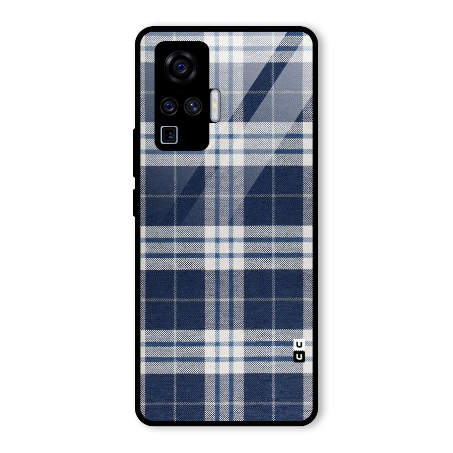 Blue White Check Glass Back Case for Vivo X50 Pro