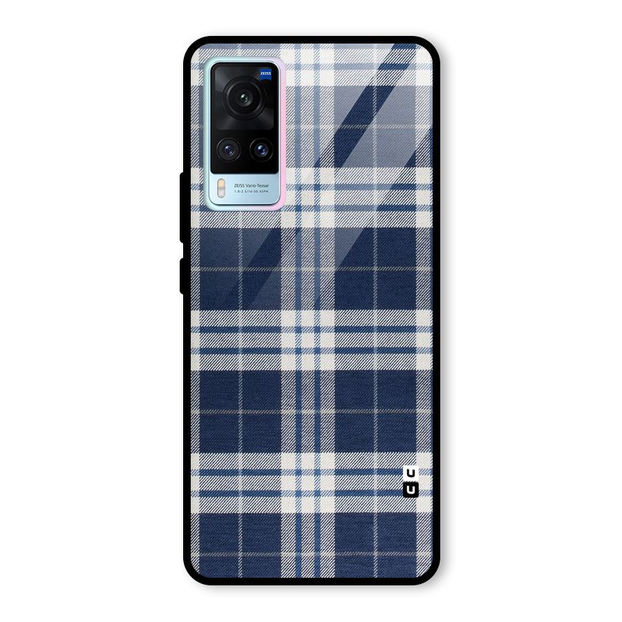 Blue White Check Glass Back Case for Vivo X60
