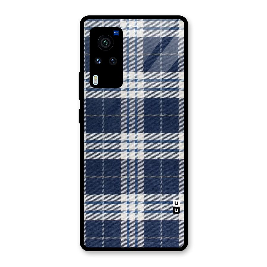 Blue White Check Glass Back Case for Vivo X60 Pro