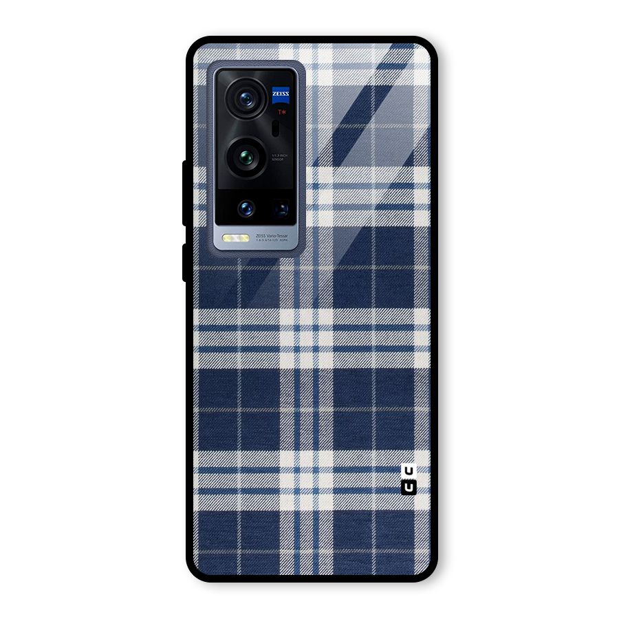 Blue White Check Glass Back Case for Vivo X60 Pro Plus
