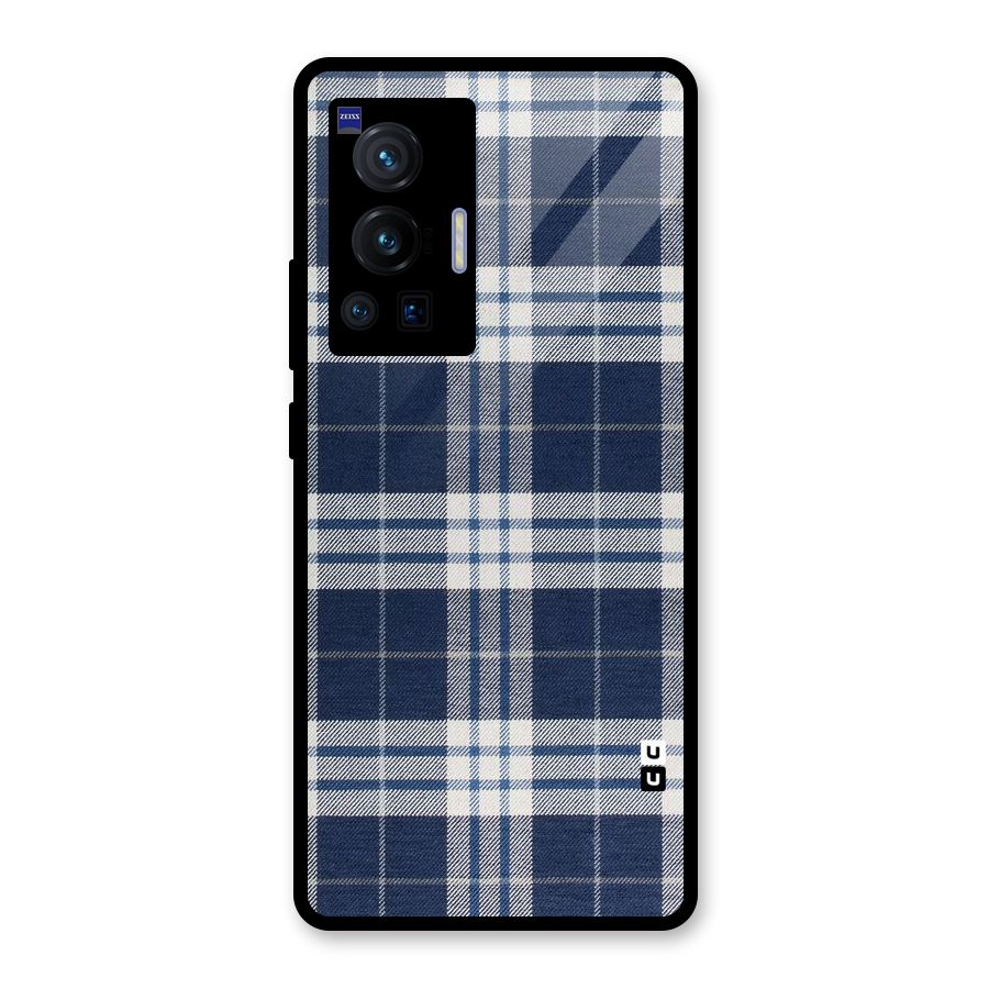 Blue White Check Glass Back Case for Vivo X70 Pro