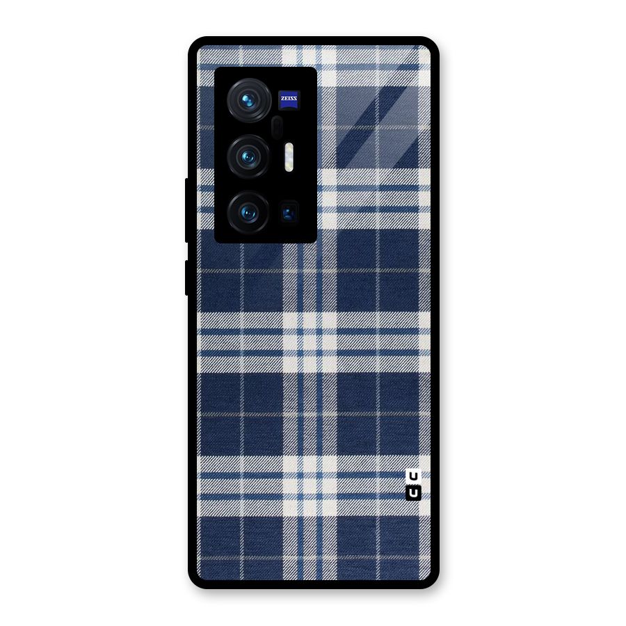 Blue White Check Glass Back Case for Vivo X70 Pro Plus