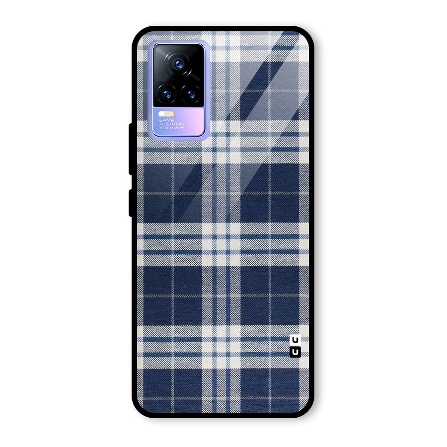 Blue White Check Glass Back Case for Vivo Y73