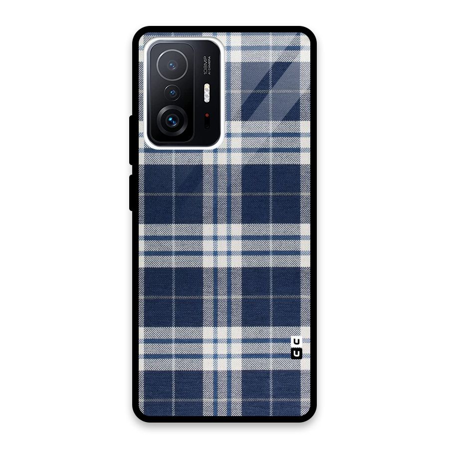 Blue White Check Glass Back Case for Xiaomi 11T Pro