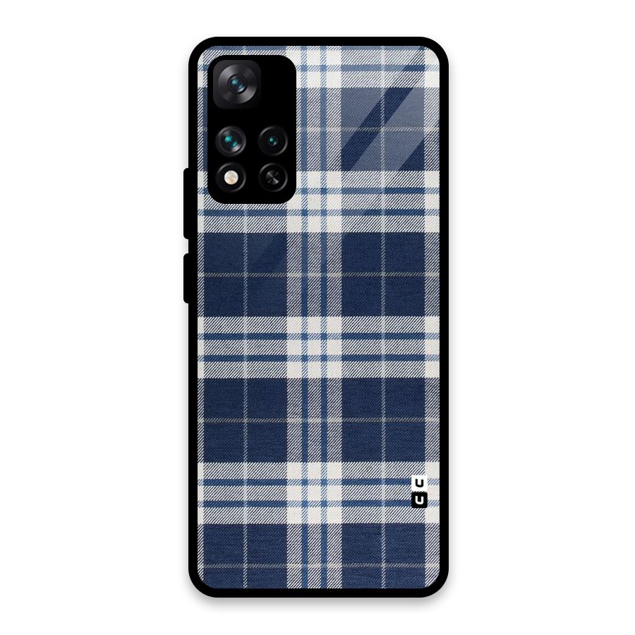 Blue White Check Glass Back Case for Xiaomi 11i HyperCharge 5G