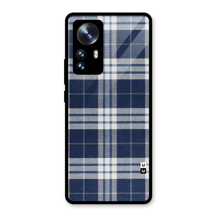 Blue White Check Glass Back Case for Xiaomi 12 Pro