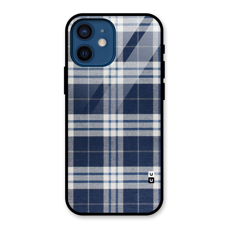 Blue White Check Glass Back Case for iPhone 12 Mini