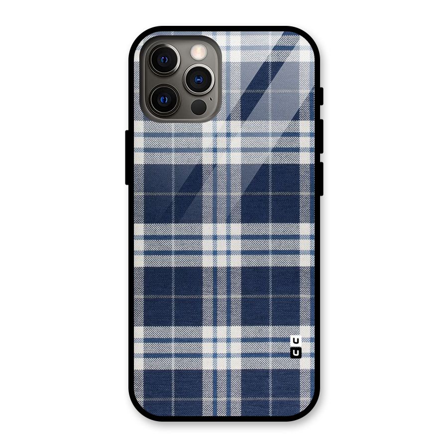 Blue White Check Glass Back Case for iPhone 12 Pro