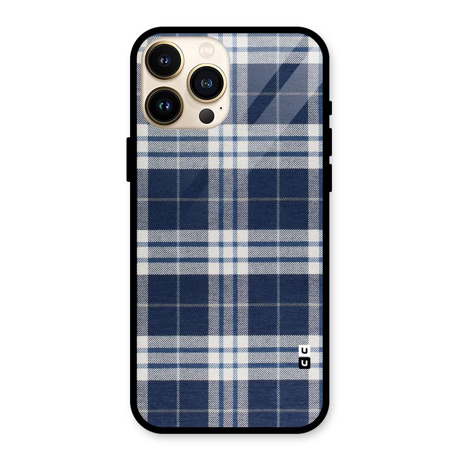 Blue White Check Glass Back Case for iPhone 13 Pro Max