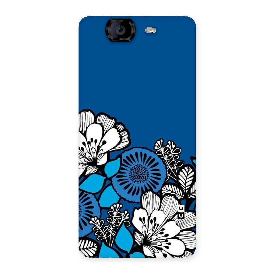 Blue White Flowers Back Case for Canvas Knight A350