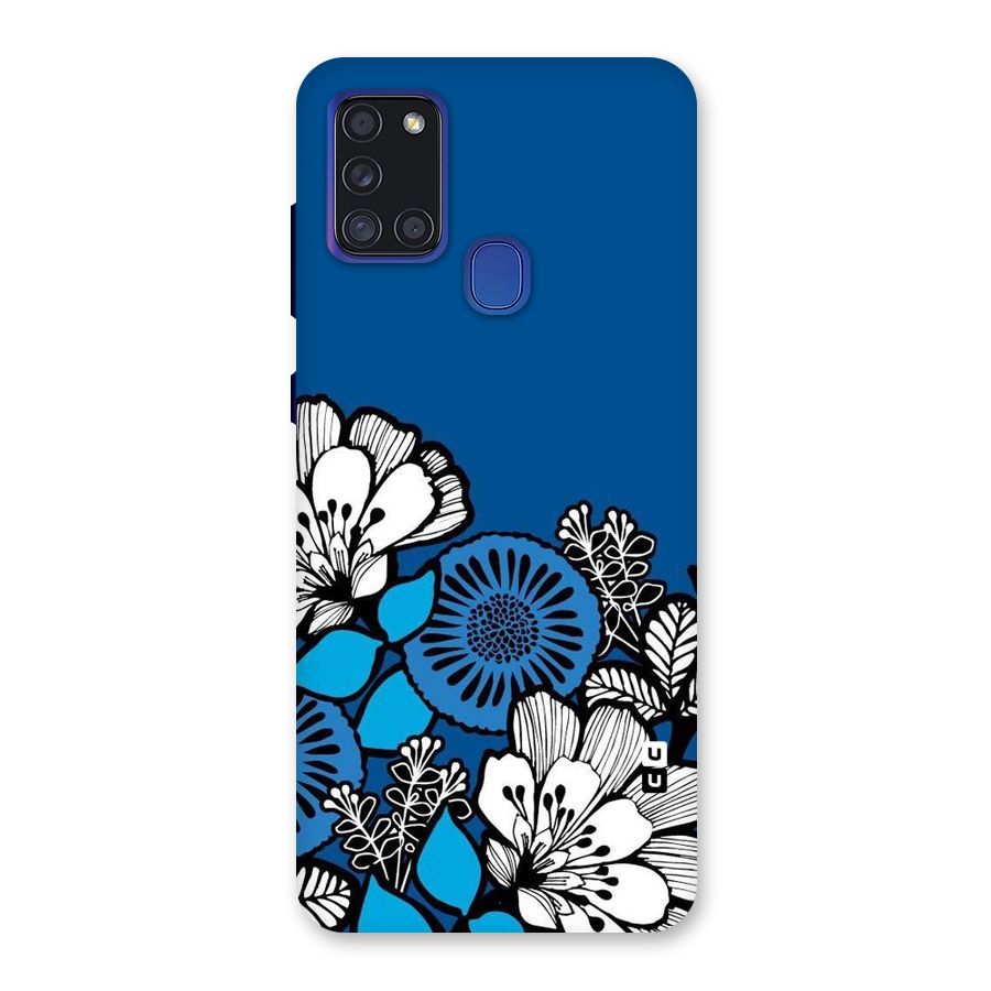Blue White Flowers Back Case for Galaxy A21s