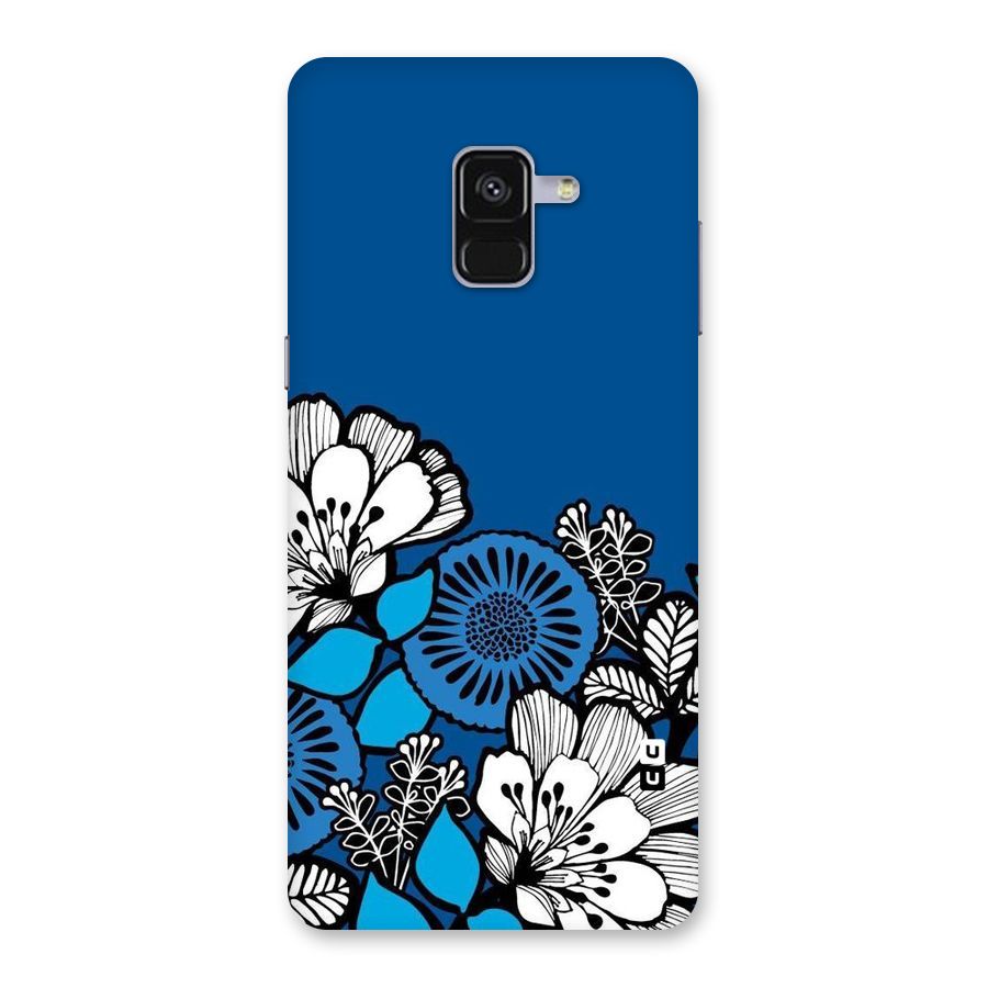 Blue White Flowers Back Case for Galaxy A8 Plus