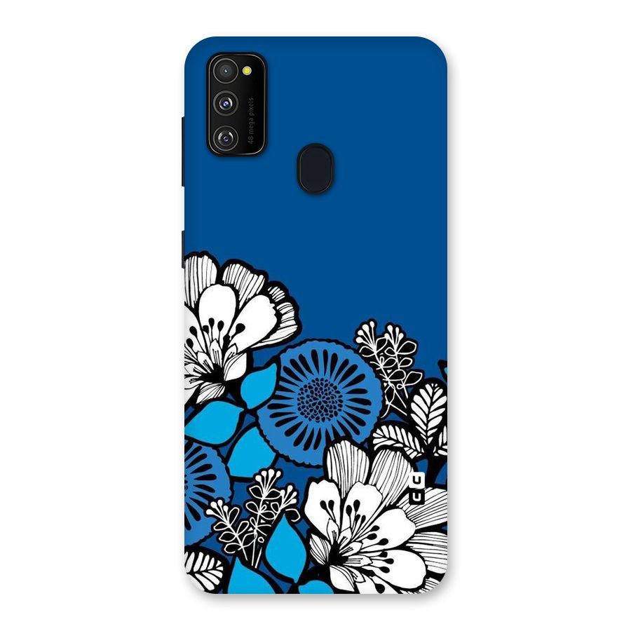Blue White Flowers Back Case for Galaxy M30s