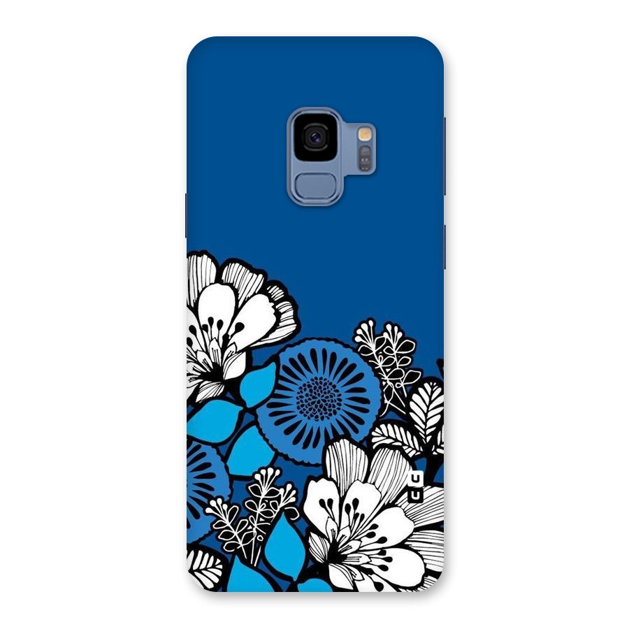 Blue White Flowers Back Case for Galaxy S9