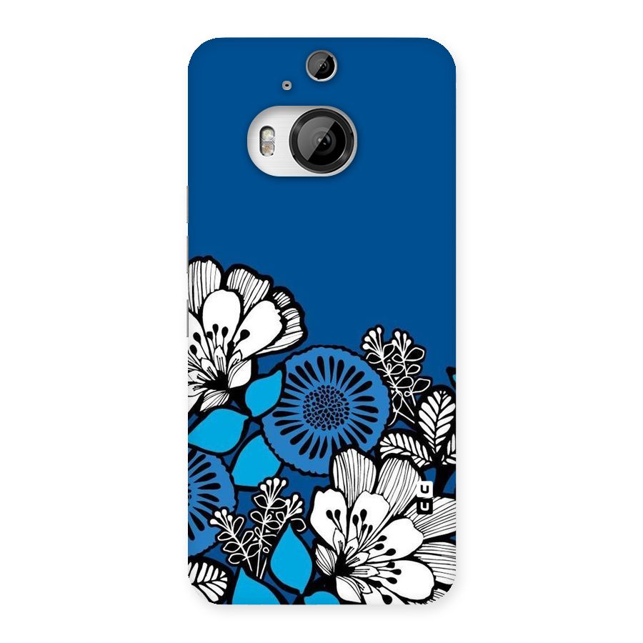 Blue White Flowers Back Case for HTC One M9 Plus