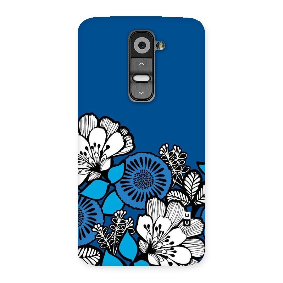Blue White Flowers Back Case for LG G2