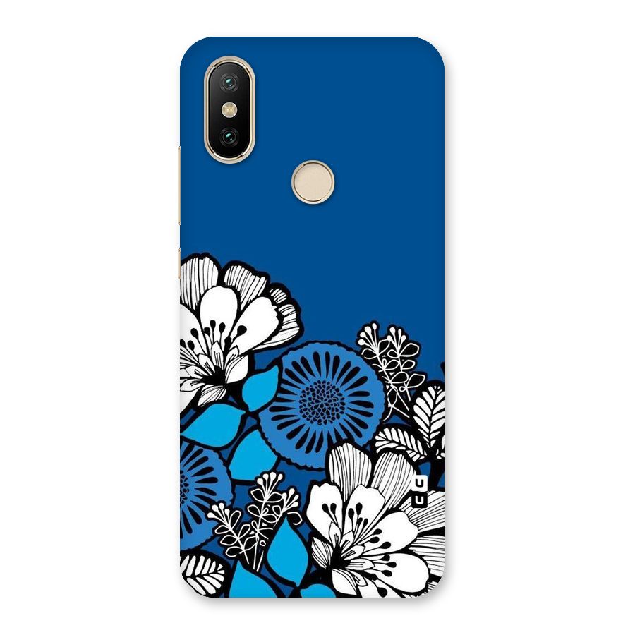Blue White Flowers Back Case for Mi A2