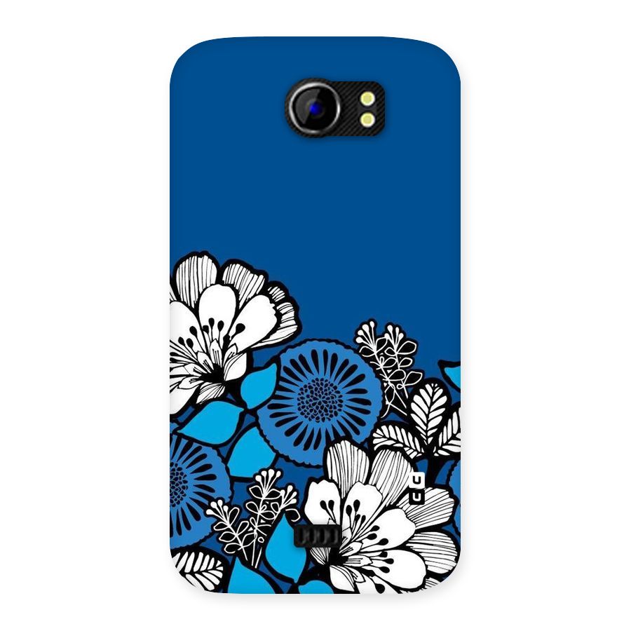 Blue White Flowers Back Case for Micromax Canvas 2 A110