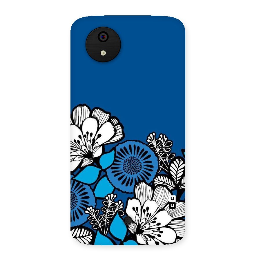 Blue White Flowers Back Case for Micromax Canvas A1