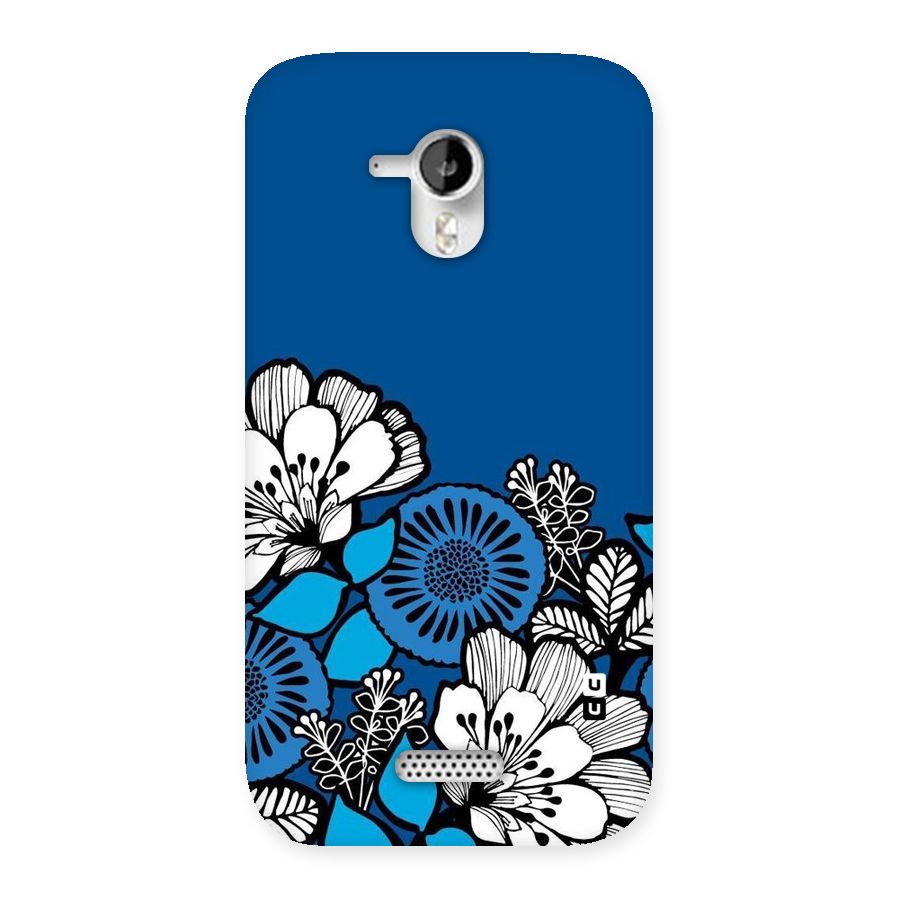 Blue White Flowers Back Case for Micromax Canvas HD A116