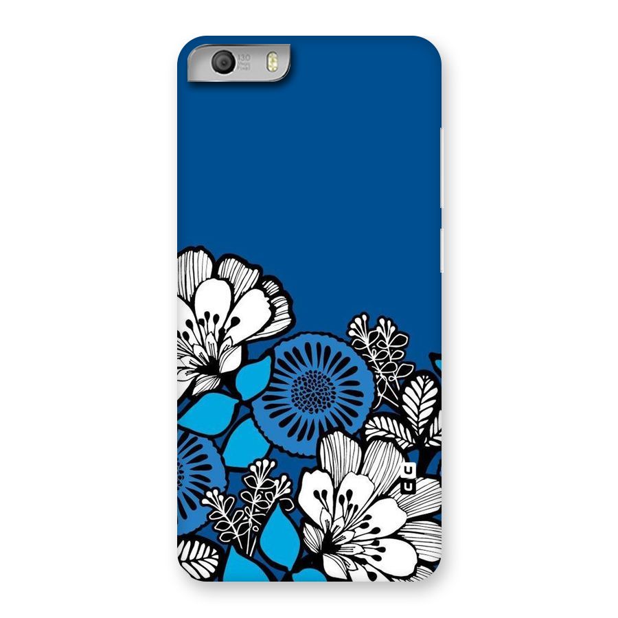 Blue White Flowers Back Case for Micromax Canvas Knight 2