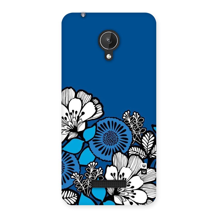 Blue White Flowers Back Case for Micromax Canvas Spark Q380