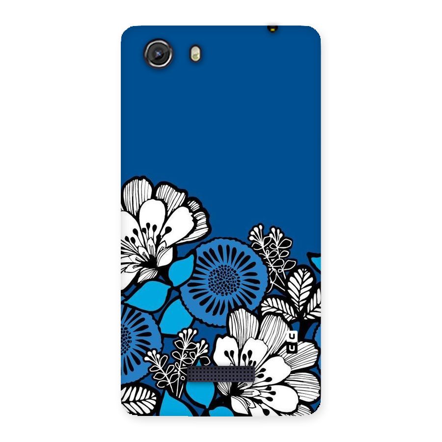 Blue White Flowers Back Case for Micromax Unite 3