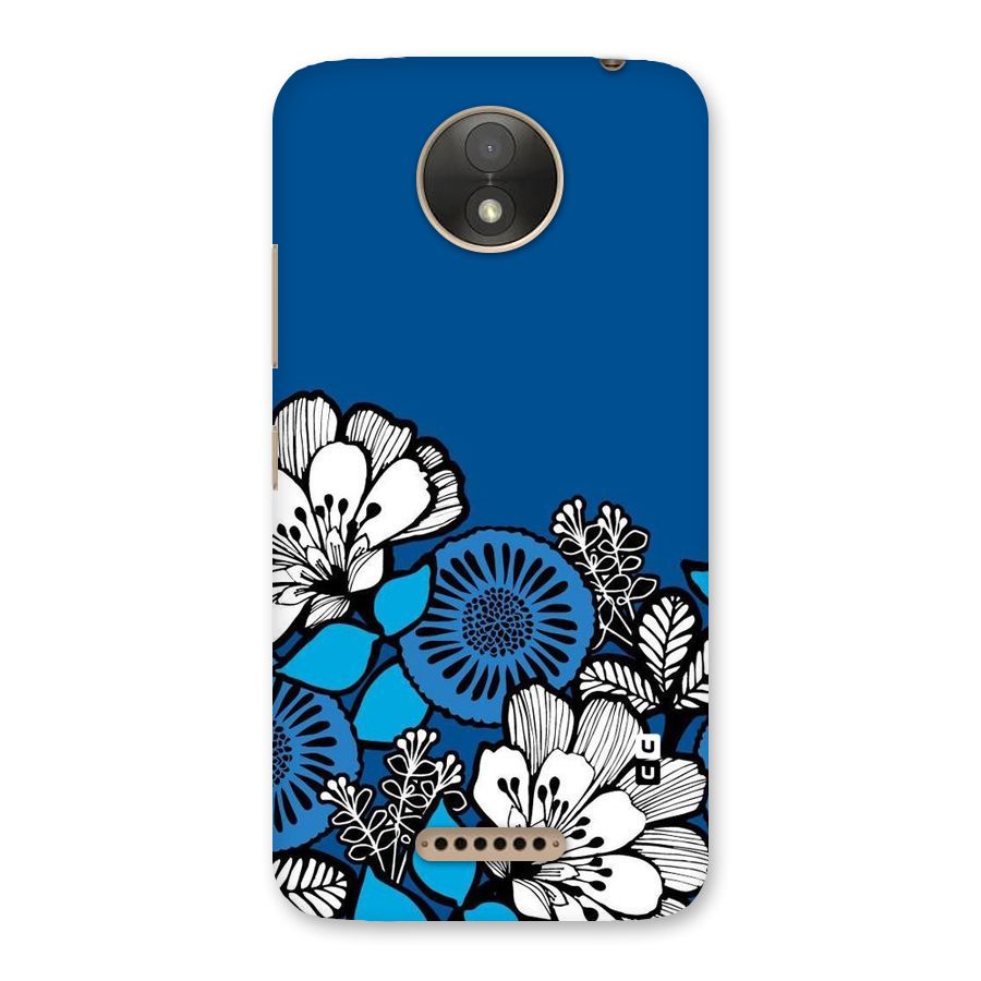 Blue White Flowers Back Case for Moto C Plus