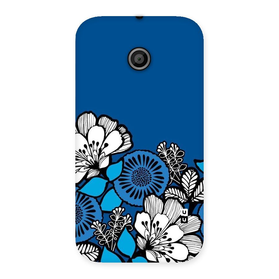 Blue White Flowers Back Case for Moto E