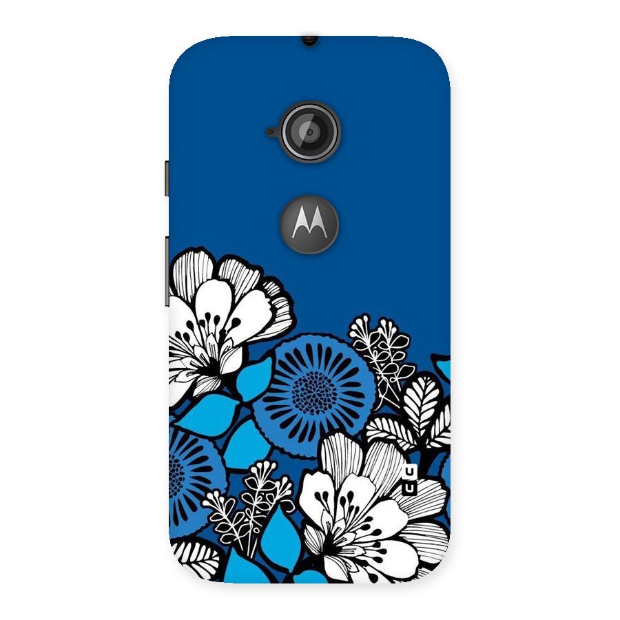 Blue White Flowers Back Case for Moto E 2nd Gen