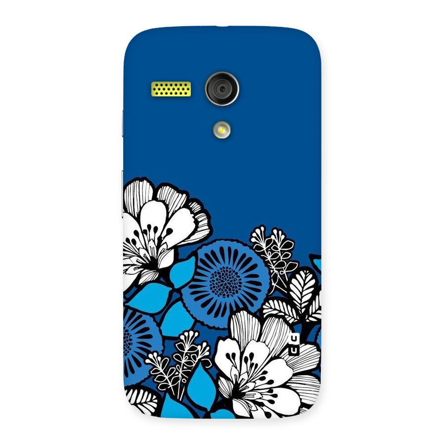 Blue White Flowers Back Case for Moto G