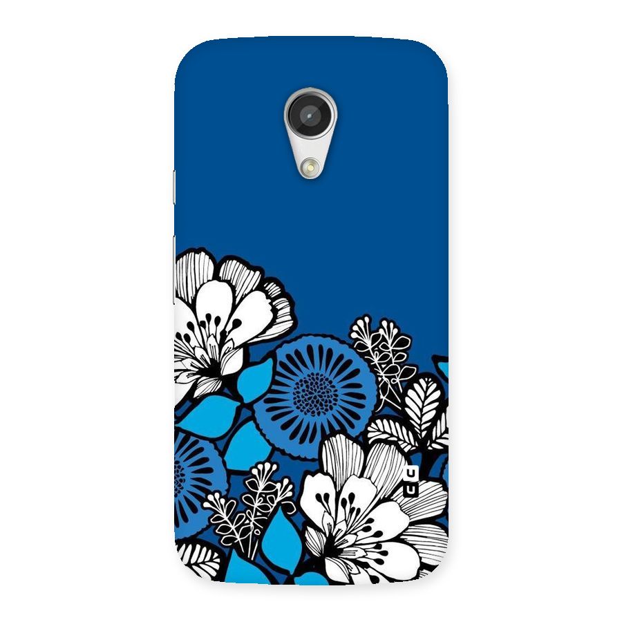 Blue White Flowers Back Case for Moto G 2nd Gen