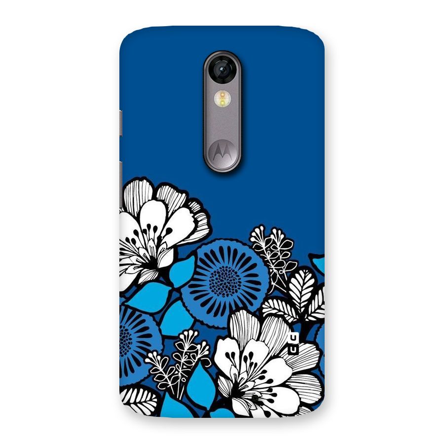 Blue White Flowers Back Case for Moto X Force