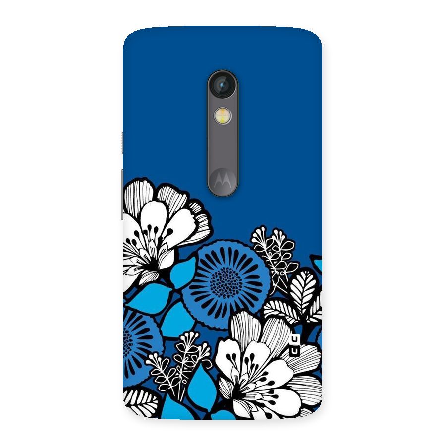 Blue White Flowers Back Case for Moto X Play