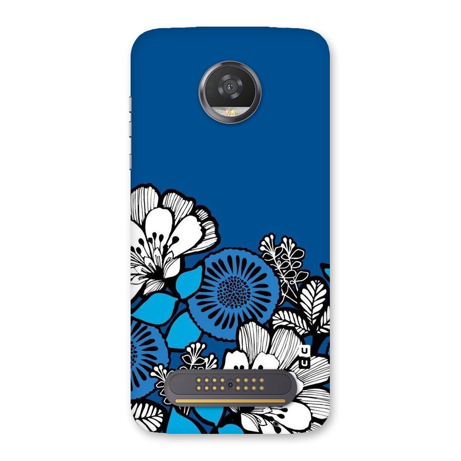 Blue White Flowers Back Case for Moto Z2 Play