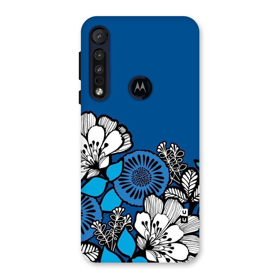 Blue White Flowers Back Case for Motorola One Macro