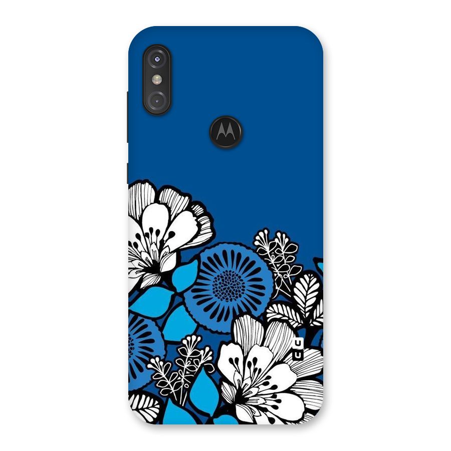 Blue White Flowers Back Case for Motorola One Power
