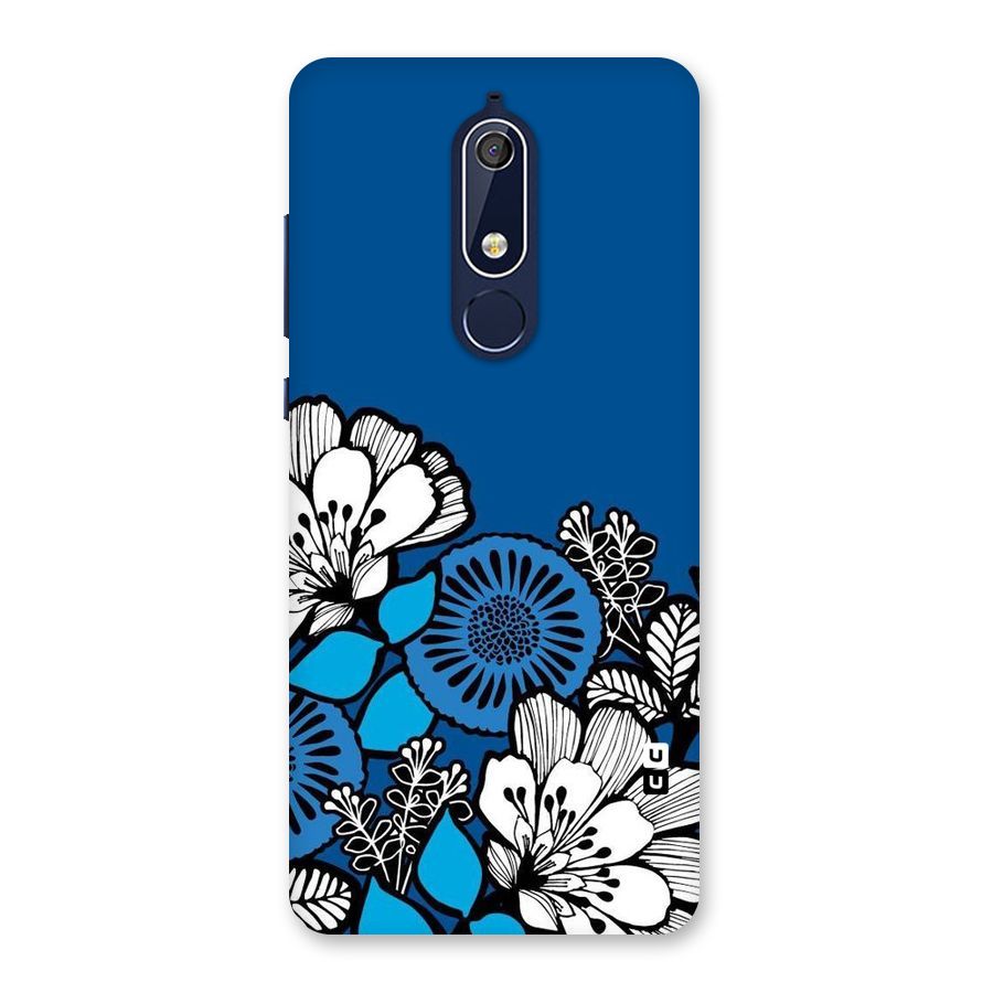 Blue White Flowers Back Case for Nokia 5.1