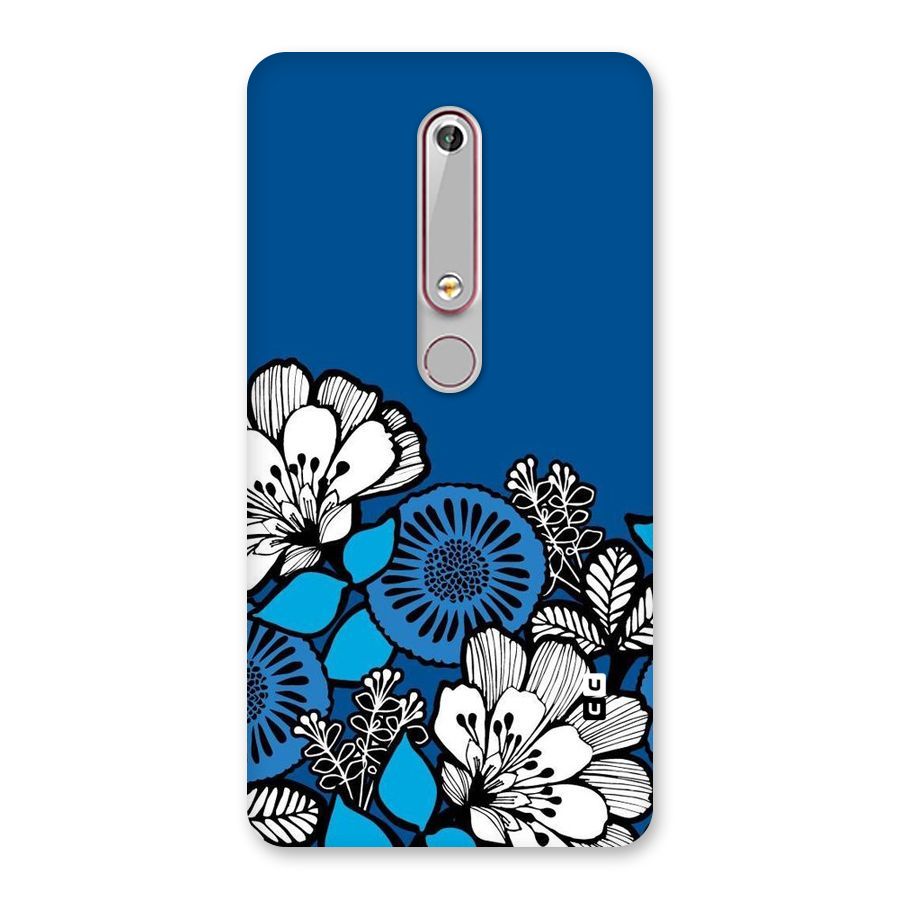 Blue White Flowers Back Case for Nokia 6.1