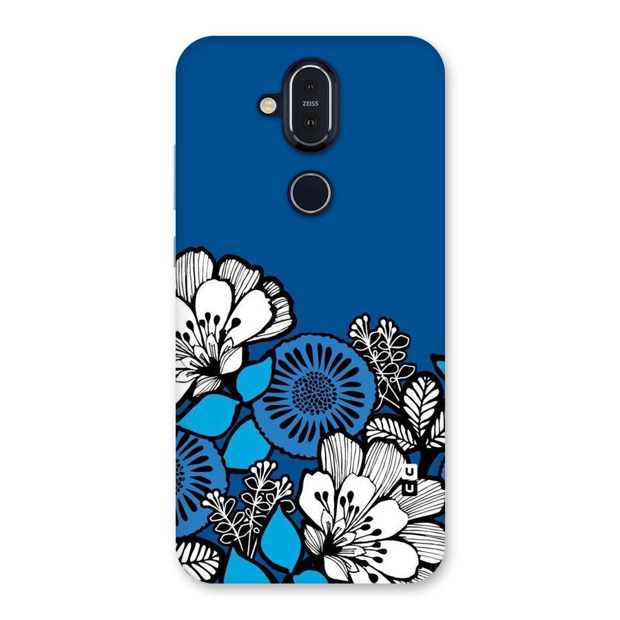 Blue White Flowers Back Case for Nokia 8.1