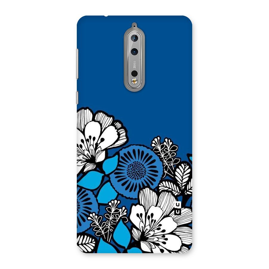 Blue White Flowers Back Case for Nokia 8