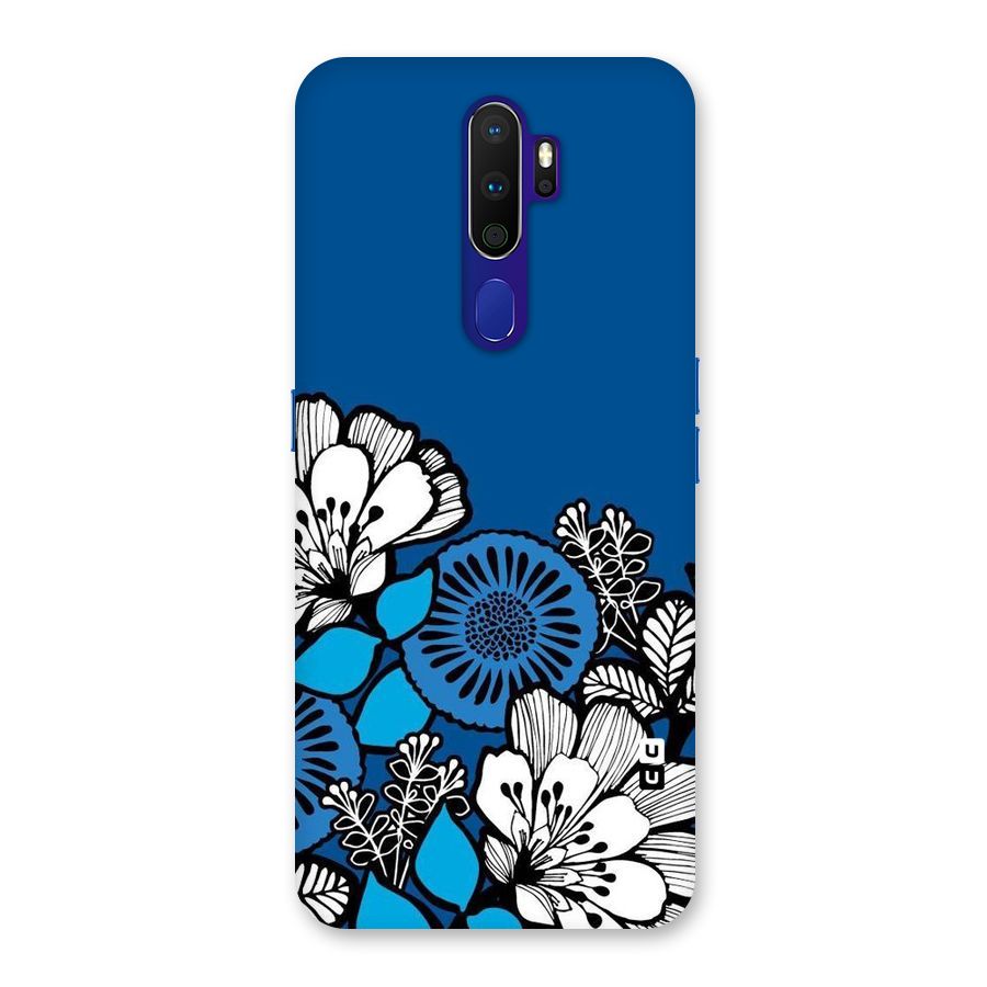 Blue White Flowers Back Case for Oppo A9 (2020)