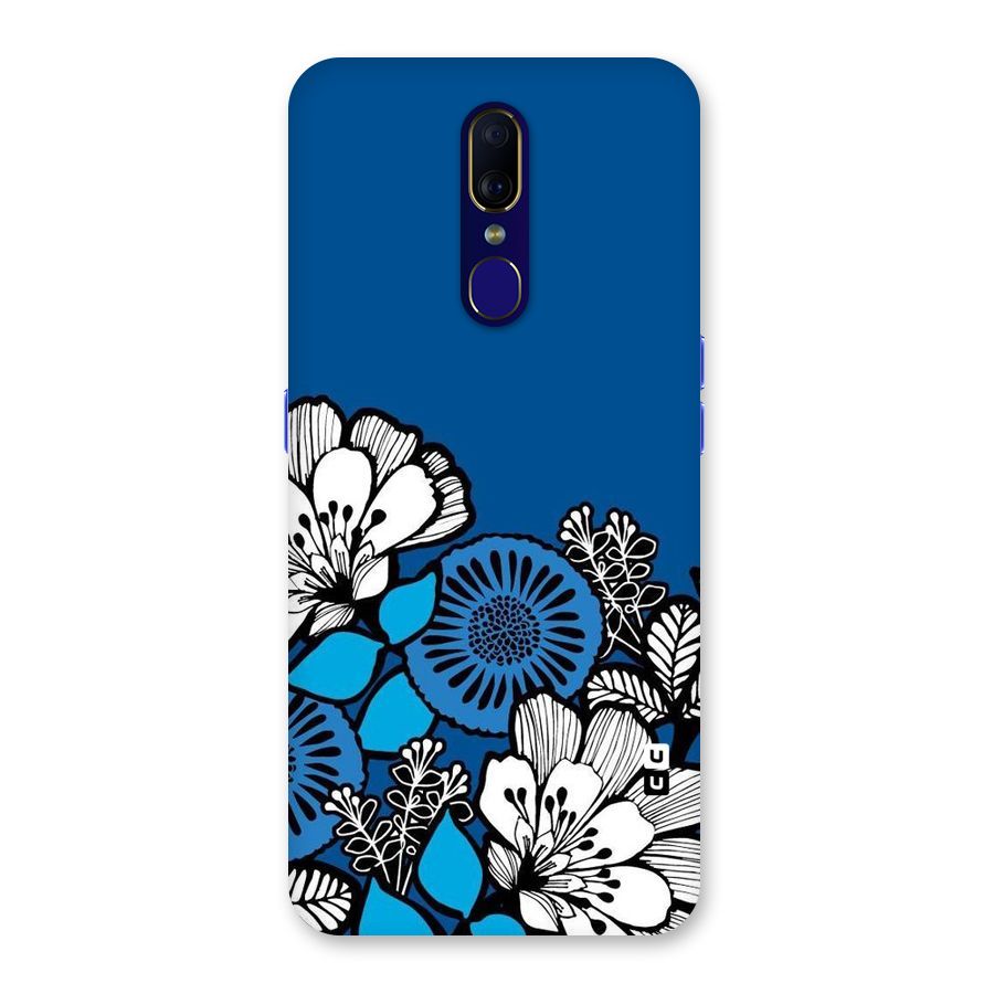 Blue White Flowers Back Case for Oppo F11