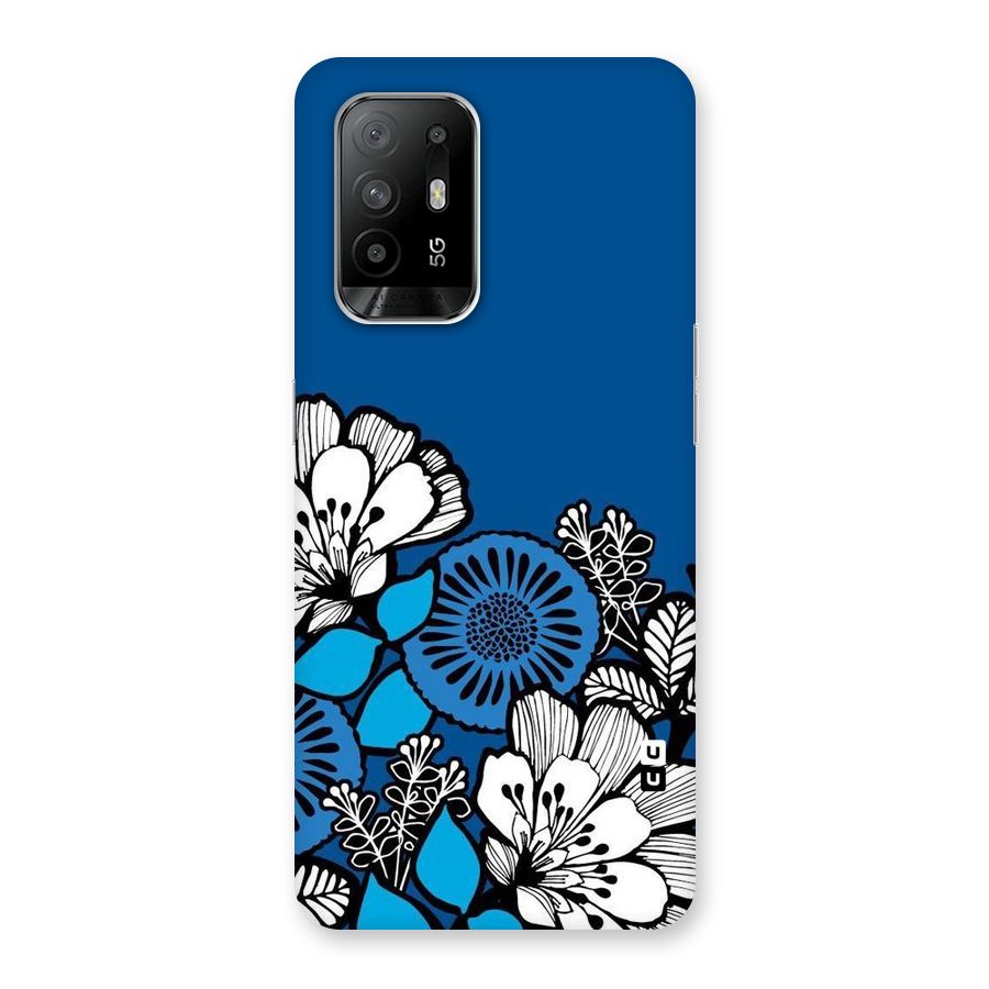 Blue White Flowers Back Case for Oppo F19 Pro Plus 5G