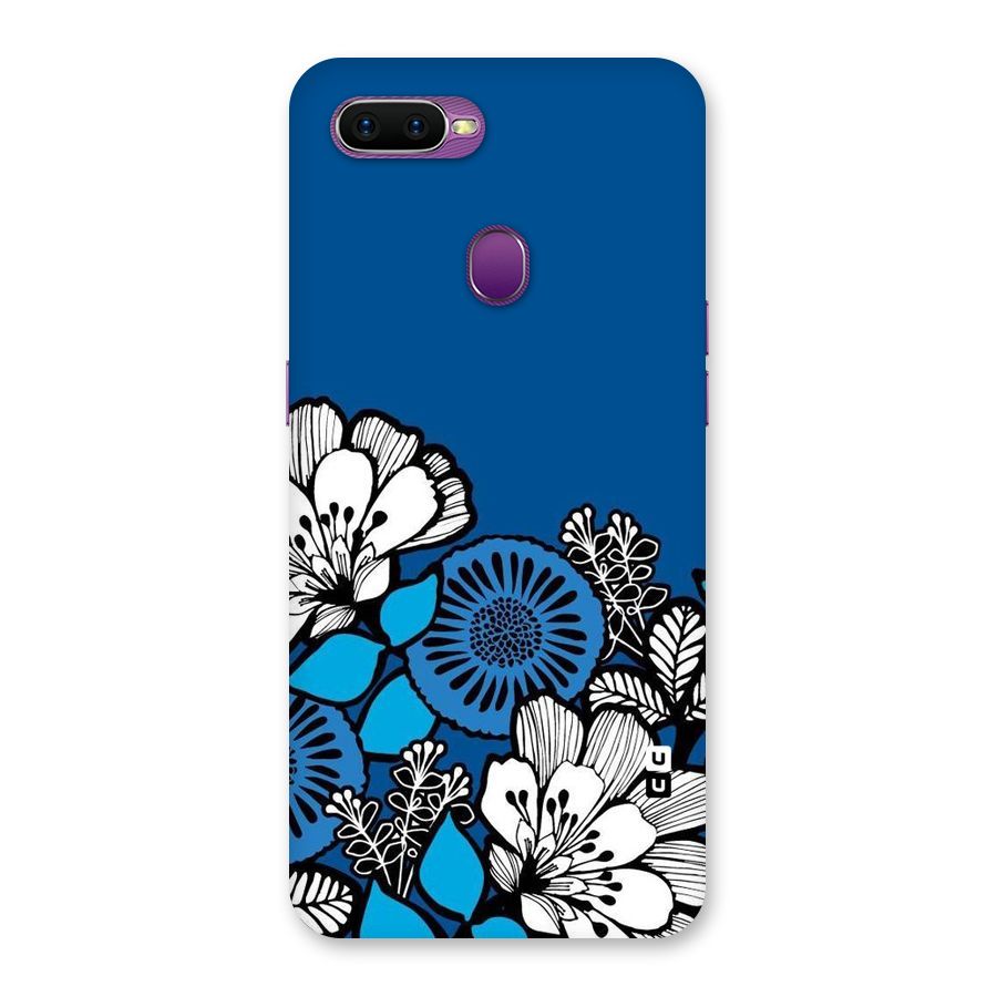 Blue White Flowers Back Case for Oppo F9