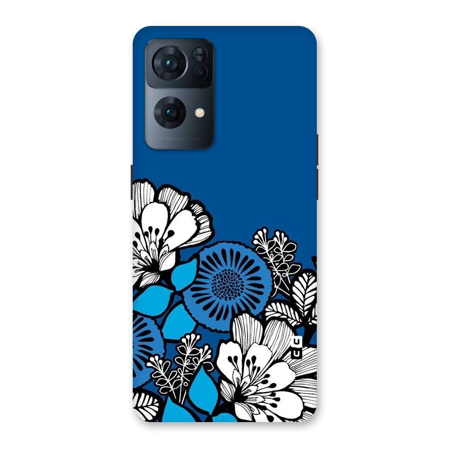 Blue White Flowers Back Case for Oppo Reno7 Pro 5G